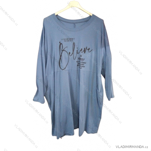 Long Sleeve Dress with Pendant Women's Oversized (3XL / 4XL ONE SIZE) ITALIAN FASHION IMWQ2115022 <p>blue</p> 3xl / 4xl