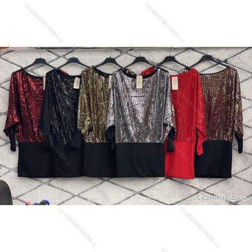 Šaty elegantní třpytivé dlouhý rukáv dámské (S/M ONE SIZE) ITALSKÁ MÓDA IMWDD223941