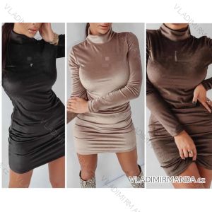 Šaty elegantní sametové dlouhý rukáv dámské (S/M ONE SIZE) ITALSKÁ MÓDA IMWE223989