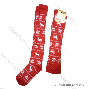 Ponožky Vánoční nadkolenky dětské dorost (28-31) POLSKÁ MODA DPP22SOBIK2/DR