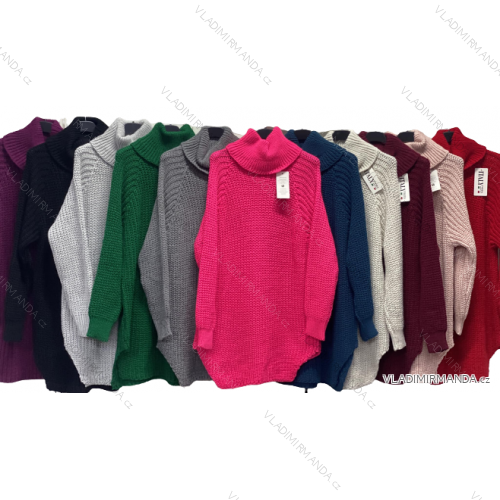 Šaty pletené svetr prodloužený rolák s páskem dámské (S/M/L ONE SIZEl) ITALSKá MóDA IMC221354IMD