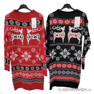 Šaty pletené/svetr prodloužený dlouhý rukáv dámský vánoční (S/M ONE SIZE) ITALSKÁ MÓDA IMPLI225205
