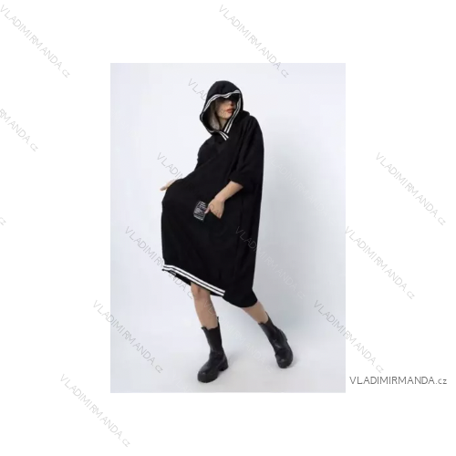 Šaty mikinové s kapucňou dlhý rukáv dámske (S/M ONE SIZE) TALIANSKA MÓDA IMPLI2235174