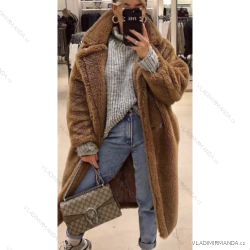 Kabát teddy dlouhý rukáv dámský (S/M ONE SIZE) ITALSKÁ MÓDA IMPLI223594