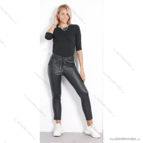 Kalhoty koženkové dlouhé dámské (S/M ONE SIZE) ITALSKÁ MÓDA IMPLI2281151