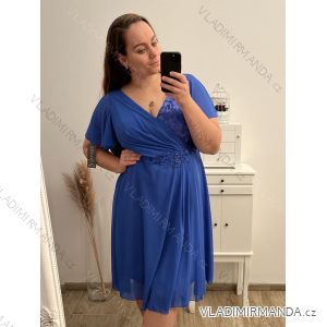 Šaty společenské elegantní šifonové krátký rukáv dámské nadrozměr (XL/2XL ONE SIZE) ITALSKÁ MÓDA IMM22ZO9013/DR