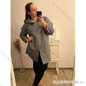 Kabát na zip s kapucí dlouhý rukáv dámská nadrozměr (2XL/3XL ONE SIZE) ITALSKÁ MÓDA IM4221261/DR