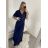 Šaty dlouhé plesové společenské krátký rukáv dámské (S/M/L ONE SIZE) ITALSKÁ MÓDA IMH2280330/DR2 vínová