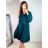Summer long sleeve flowered women's dress (UNI S / L) ITALIAN FASHION IMK20150 S/M Emerald