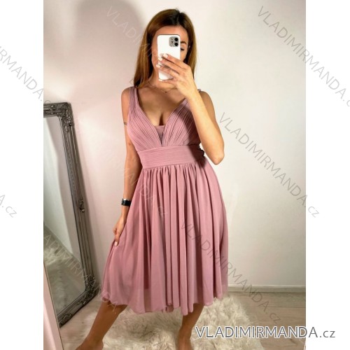 Šaty letní na ramínka dámské (S/M ONE SIZE) ITALSKÁ MÓDA IMPBB22B21841 S/M Old-pink