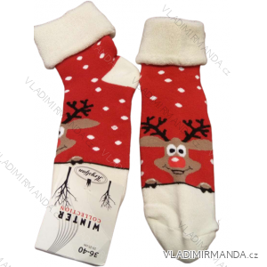 Ponožky Vánoční veselé sob Rudy teplé termo dámské (36-40) POLSKÁ MODA DPP22023R