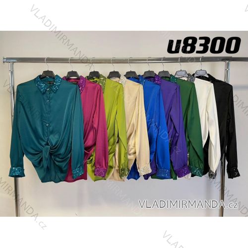 Košile třpytivá dlouhý rukáv dámská (S/M ONE SIZE) ITALSKÁ MÓDA IMM22UN8300