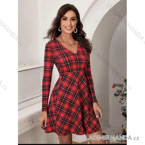 Šaty elegantní Vánoční dlouhý rukáv dámské vánoční (S/M ONE SIZE) ITALSKÁ MÓDA IMM22HF18155