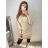 Šaty úpletové elegantní dlouhý rukáv dámské (S/M ONE SIZE) FRANCOUZSKÁ MÓDA FMWT22F52397/DR S/M hnědá
