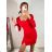 Šaty elegantní společenské dlouhý rukáv dámské (S-XL) ITALSKÁ MÓDA IMWGS223996/DU červená L