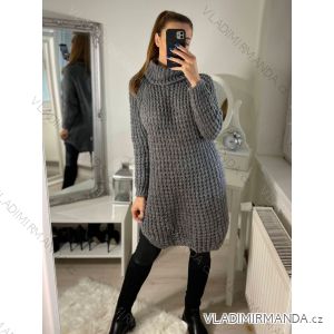 Šaty pletené s rolákom dlhý rukáv dámske (S/M ONE SIZE) TALIANSKA MÓDA IM4227200