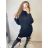 Šaty pletené oversize s rolákom dlhý rukáv dámske (S/M/L ONE SIZE) TALIANSKA MÓDA IMPLI228123/DR3 královská modrá
