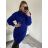 Šaty pletené oversize s rolákom dlhý rukáv dámske (S/M/L ONE SIZE) TALIANSKA MÓDA IMPLI228123/DR3 královská modrá