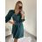 Šaty elegantné saténové dlhý rukáv dámske (S/M/L ONE SIZE) TALIANSKA MÓDA IMWB224072/DR M / L červená