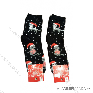 Ponožky veselé slabé dámske vianočné mačka (37-41) POLSKÁ MÓDA DPP221283/DU