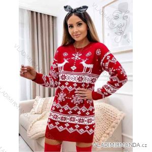 Šaty pletené vánoční dlouhý rukáv dámské (S/M ONE SIZE) ITALSKÁ MÓDA IMWK223733/DU