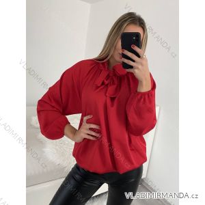 Damen-Langarm-Satinbluse (S/M/L ONE SIZE) ITALIAN FASHION IM322561