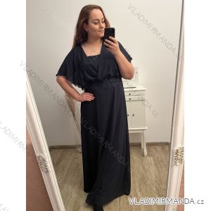 Šaty dlouhé společenské krátký rukáv dámské nadrozměr (XL/2XL ONE SIZE) ITALSKÁ MÓDA IMPSH24L723