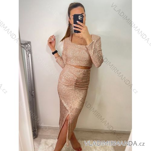 Women's Knitted Sweater Dress Set (S/M ONE SIZE) ITALIAN FASHION IMWE223972 S/M béžová