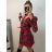 Šaty elegantní košilové dlouhý rukáv dámské (S/M ONE SIZE) ITALSKÁ MÓDA IMWKK223994 rot L