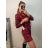 Šaty elegantní košilové dlouhý rukáv dámské (S/M ONE SIZE) ITALSKÁ MÓDA IMWKK223994 rot S