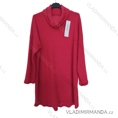 Šaty úpletové s rolákem dlouhý rukáv dámské nadrozměr (XL/2XL/3XL ONE SIZE) ITALSKÁ MÓDA IM4221215