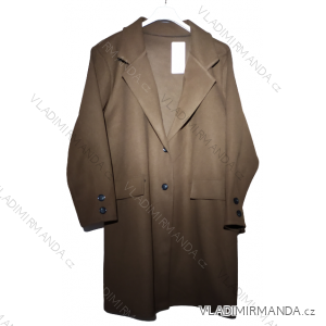 Kabát flaušový s páskem dlouhý rukáv dámský nadrozměr (XL/2XL/3XL ONE SIZE) ITALSKÁ MÓDA IMWQ22004