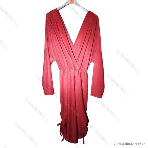 Šaty elegantní třpytivé dlouhý rukáv dámské nadrozměr (XL/2XL/3XL ONE SIZE) ITALSKÁ MÓDA IMWQ22LAURA