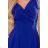 405-2 ELENA Long dress with a neckline and ties on the shoulders - blue