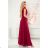 405-1 ELENA Long dress with a neckline and ties on the shoulders - Burgundy color