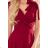 405-1 ELENA Long dress with a neckline and ties on the shoulders - Burgundy color