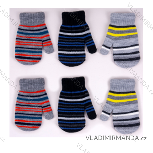 Rukavice palčáky pletené dětské dorost chlapecké (12-14-16-18cm) YOCLUB YOC22RED-0003C