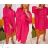 Šaty oversize košilové dlouhý rukáv dámské (S/M/L ONE SIZE) ITALSKÁ MÓDA IMWA22523/DR M/L tmavě červená