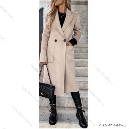 Kabát flaušový s podšívkou dámský (S/M ONE SIZE) ITALSKÁ MÓDA IMWB22276/DR S/M smetanová