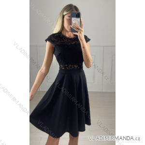 Šaty elegantní společenské krátký rukáv dámské (S/M ONE SIZE) ITALSKÁ MÓDA IMPBB23D530