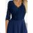 309-6 AMBER elegant lace long dress with a neckline - navy blue