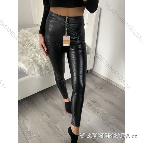 Legíny dlouhé koženkové zateplené dámské (S-2XL) TURECKÁ MÓDA TMWL20PAN-101/DU