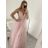 Šaty spoločenské elegantné na ramienka dlhé plesové dámske (S/M, M/L ONE SIZE) TALIANSKA MÓDA IMM229067L - modrá mintova - S/M
