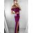 Šaty elegantní společenské na ramínka dámské (S/M ONE SIZE) ITALSKÁ MÓDA IM321608 Burgund S/M