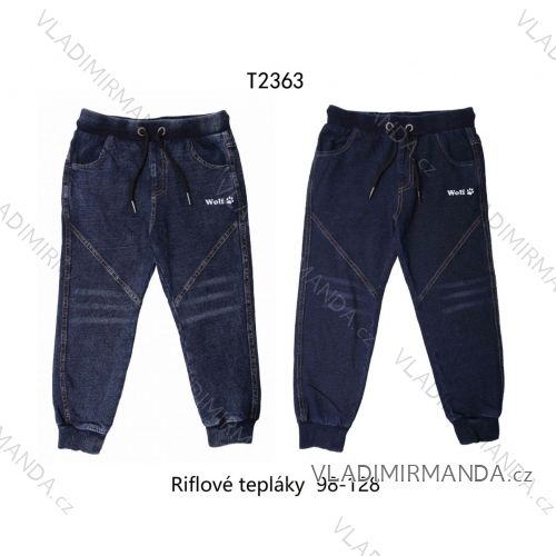Tepláky riflové dětské chlapecké (98-128) WOLF T2363