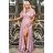 Women's Plus Size (42-46) Long Elegant Party Sleeveless Dress POLISH FASHION PMLBC23265-10 pink 48