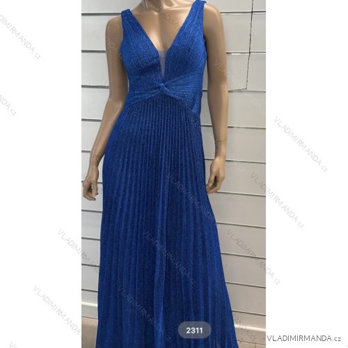 Šaty dlhé elegantné skladané na ramienka dámske (S/M ONE SIZE) TALIANSKA MÓDA FMPRP232311