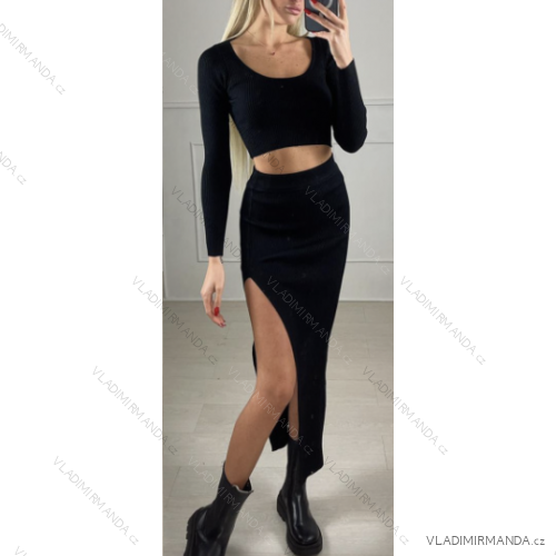 Women's Long Sleeve Top and Long Skirt Set (S/M ONE SIZE) ITALIAN FASHION IMPBB23804r