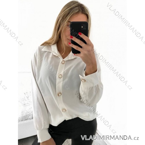 Košile dlouhý rukáv dámská (S/M ONE SIZE) ITALSKÁ MÓDA IMWB23005/DU S/M bílá