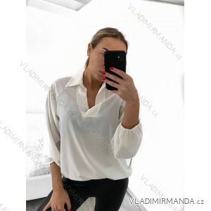 Košile/tunika košilová dlouhý rukáv dámská (S/M ONE SIZE) ITALSKÁ MÓDA IMWB23006/DU
